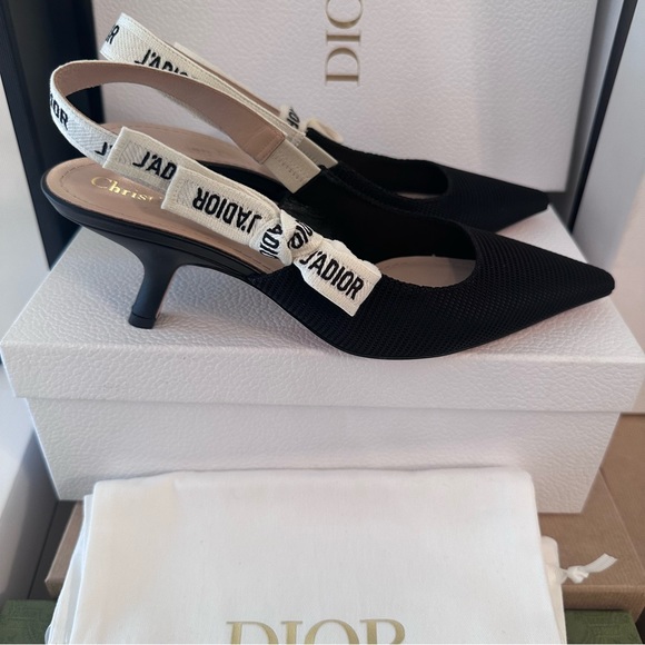 ‼️SOLD‼️Christian Dior J’ADIOR Slingback pump black heels technical fabric black - Picture 5 of 10